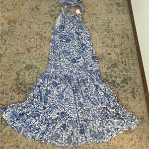 Blue and White Floral Dress